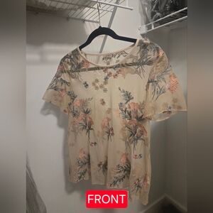 NWOT - Sheer, Floral Embroidered Top (Women's, Small)